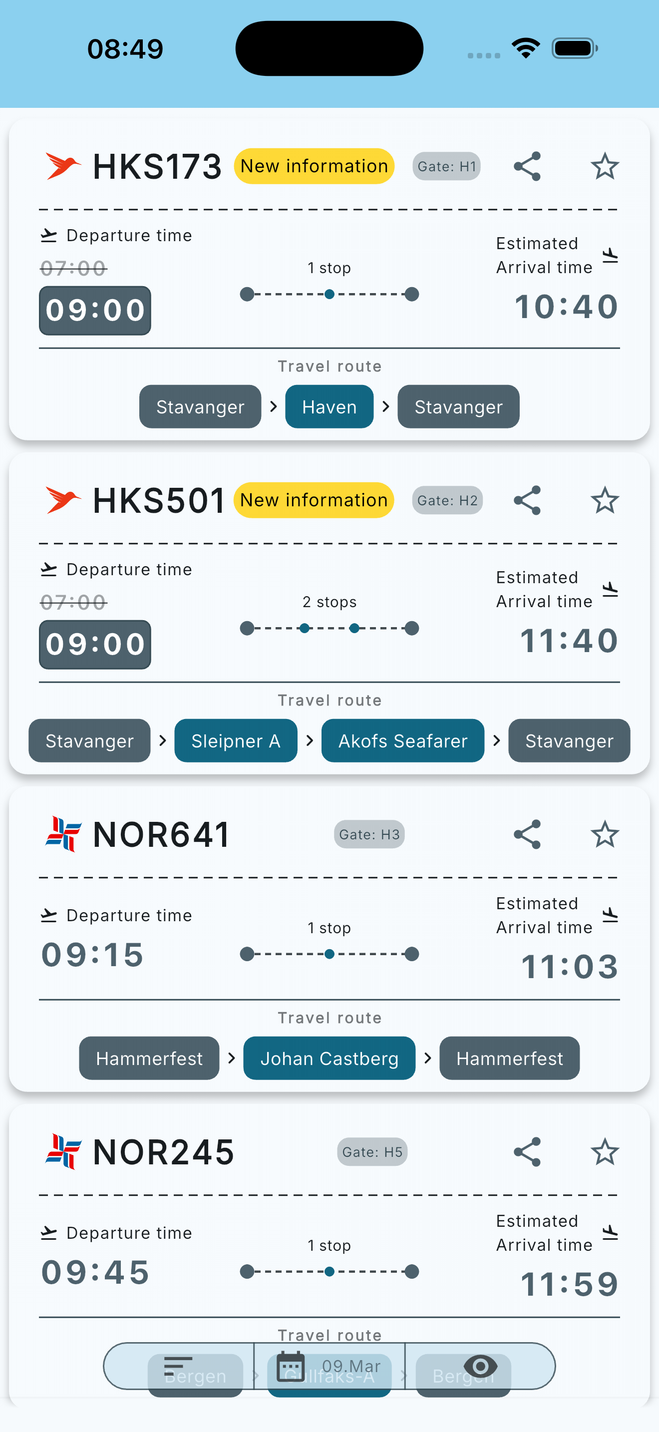 Departure departures overview
