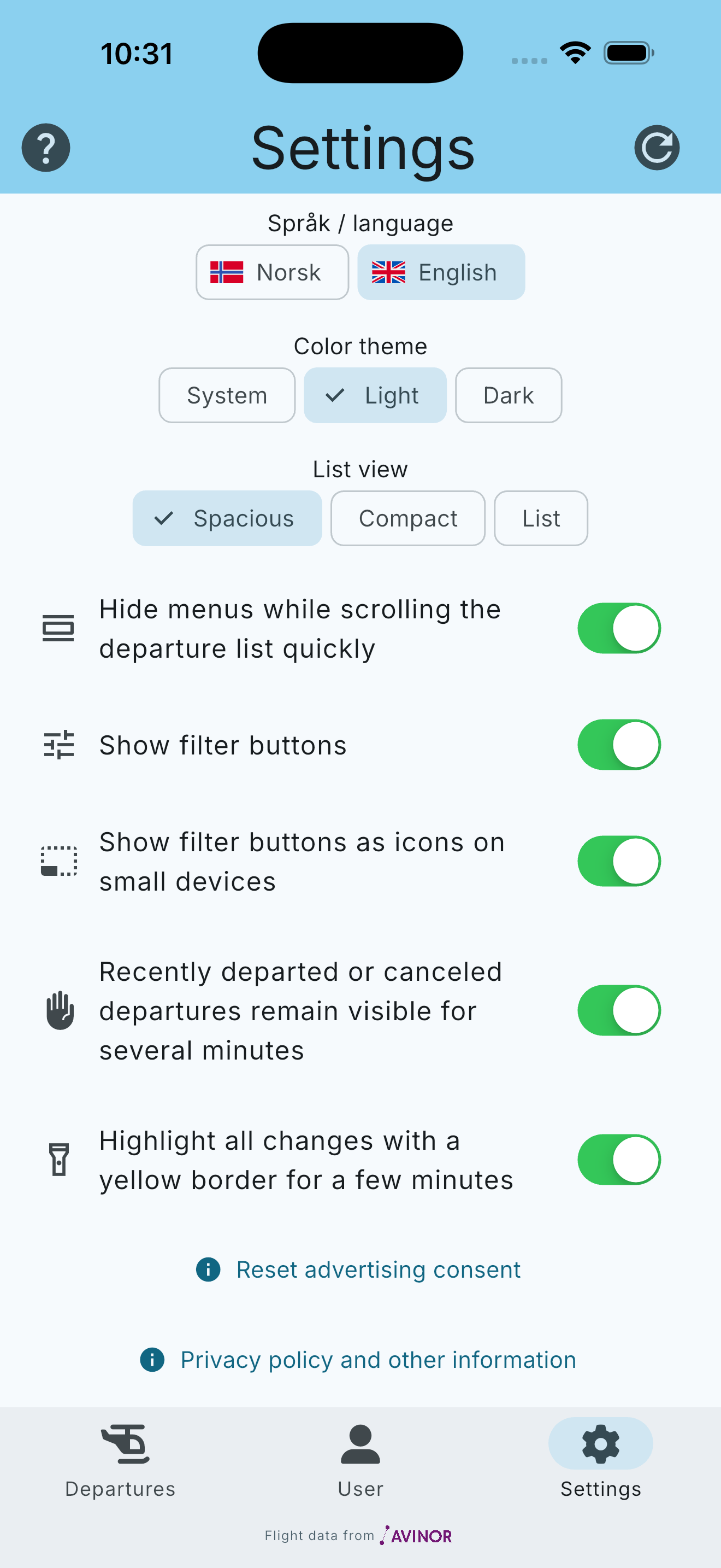 Settings